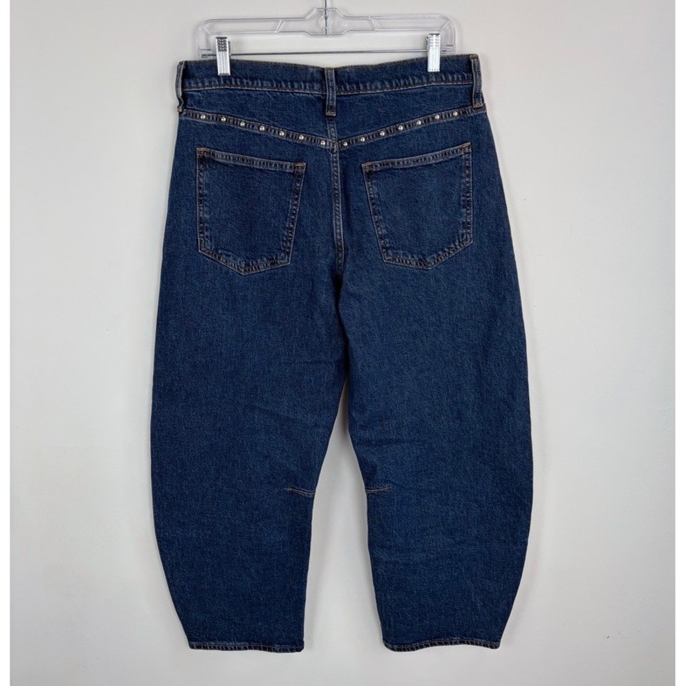 Gap Denim High Rise Studded Barrel Jeans Dark Wash Low Stretch Denim 10 Short - Picture 7 of 11